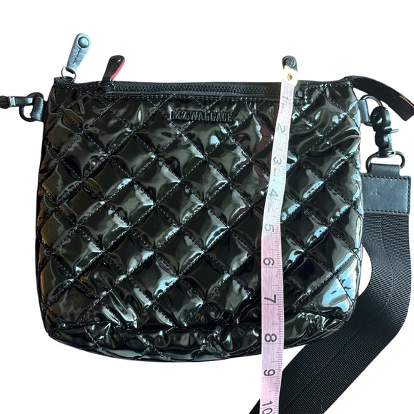 MZ Wallace Small Metro Scout Black Patent Quilted Crossbody Bag - Picture 7 of 11